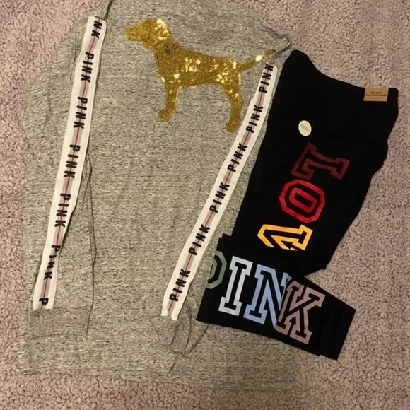 NEW VS Pink Bling Tee & Leggings Outfit Set Medium - Picture 4 of 4